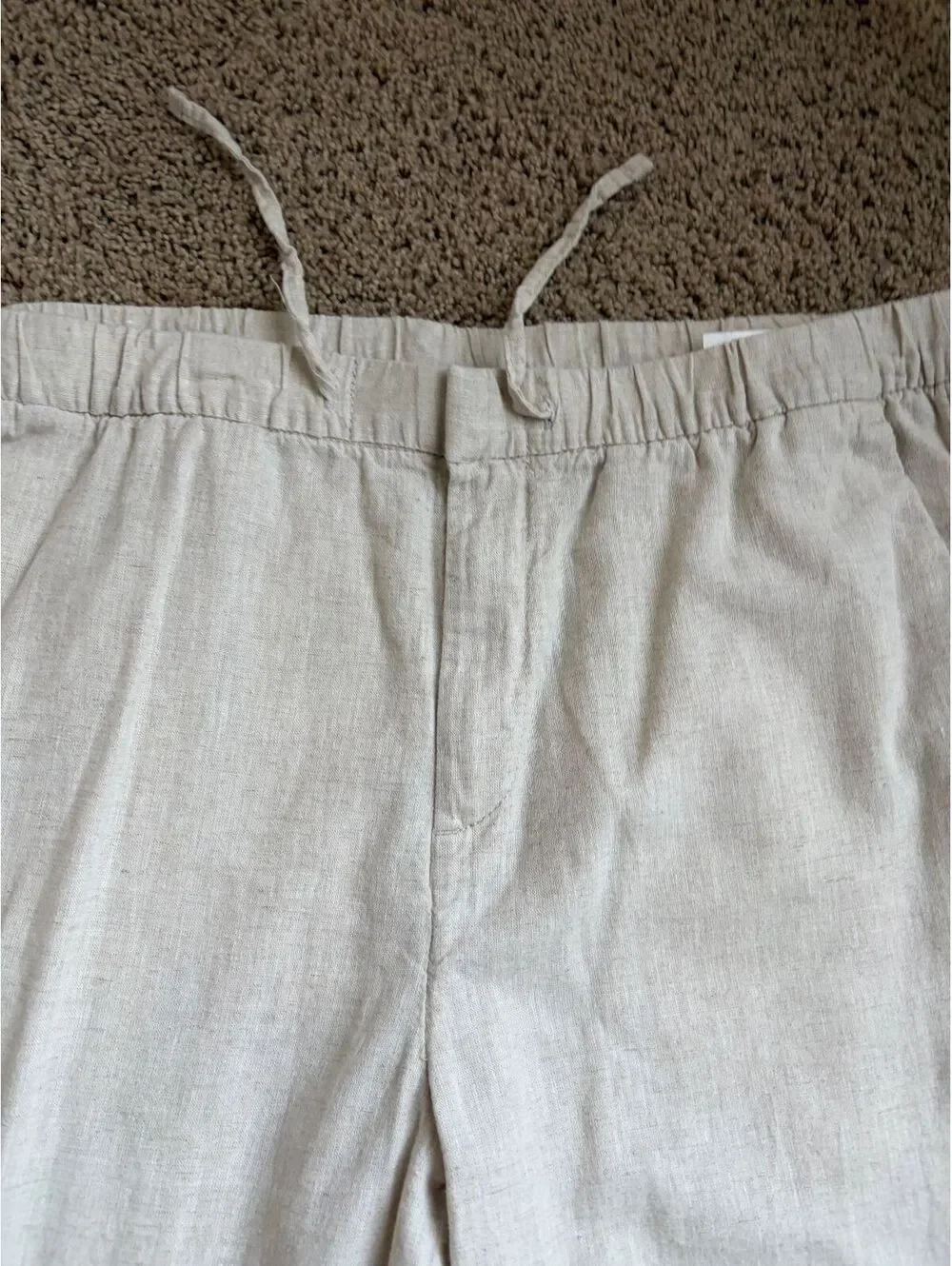 Women's H&M cream linen blend Pants Size M Medium regular fit elastic waist
